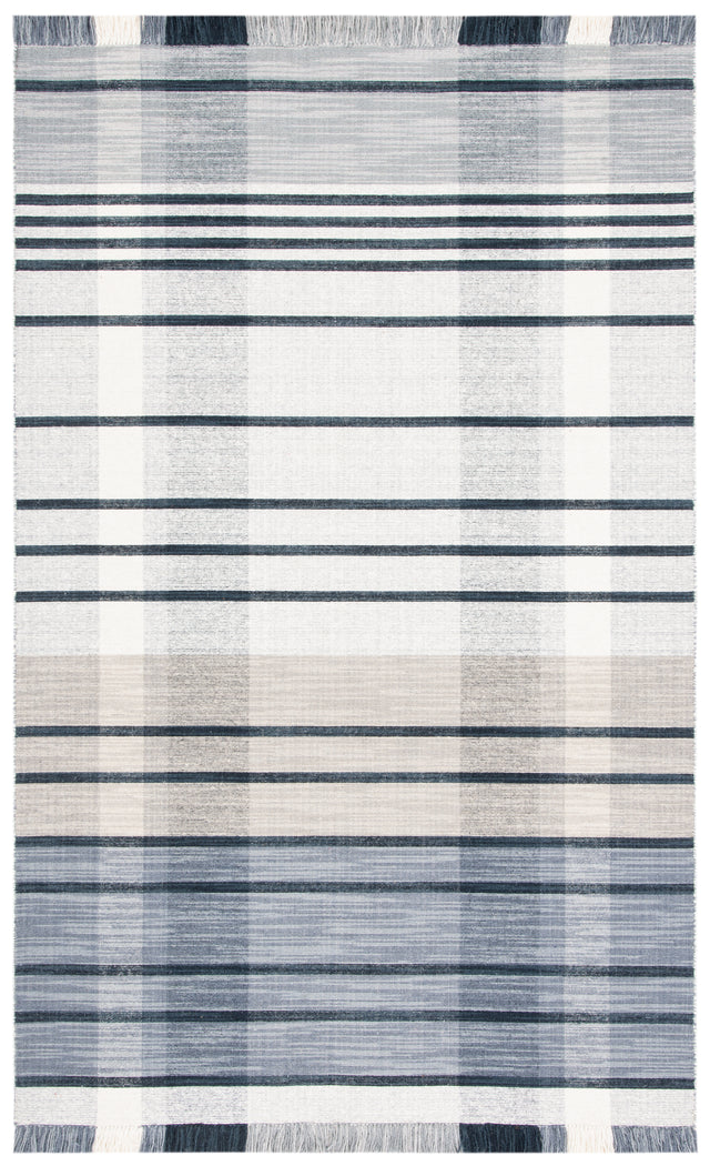Safavieh Striped Kilim Stk704G Light Grey/Black Rug.
