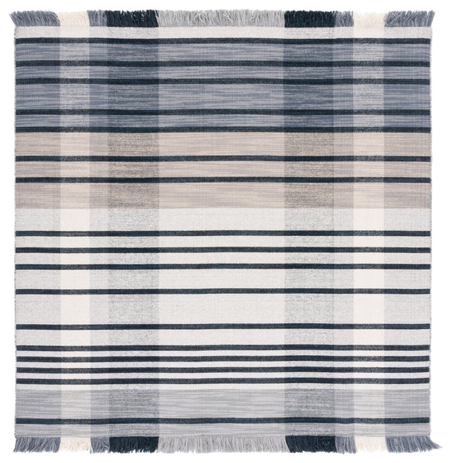 Safavieh Striped Kilim Stk704G Light Grey/Black Rug.