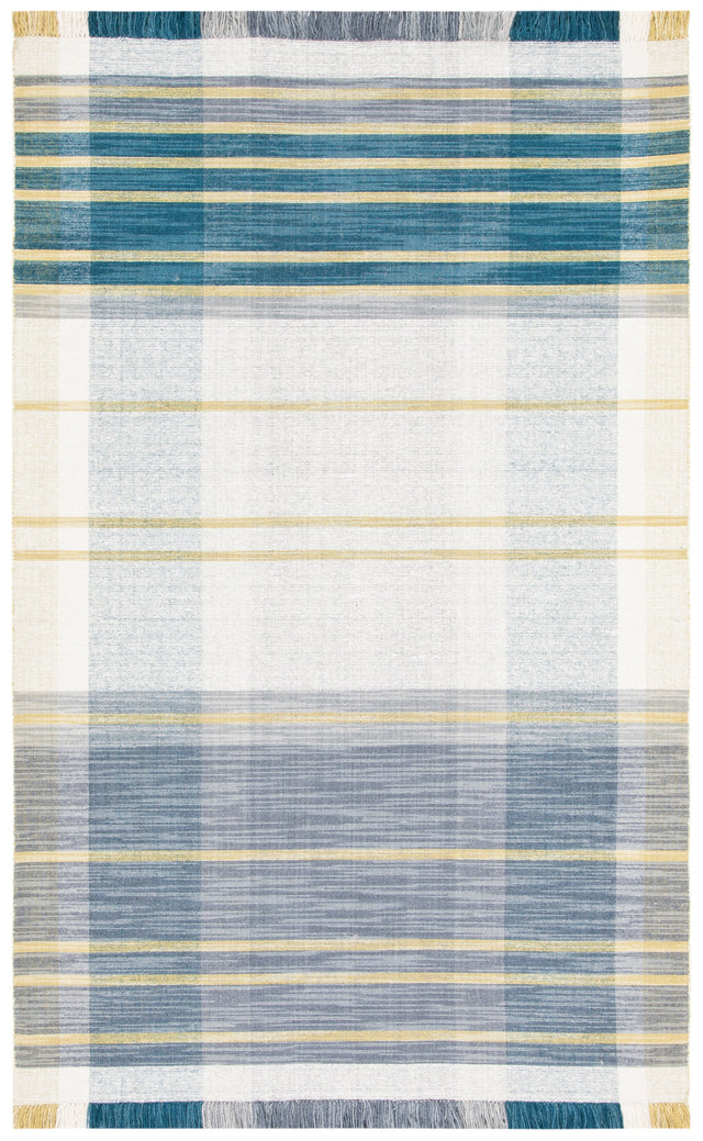 Safavieh Striped Kilim Stk706B Beige/Teal Rug.
