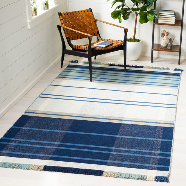 Safavieh Striped Kilim Stk707M Blue/Beige Rug.