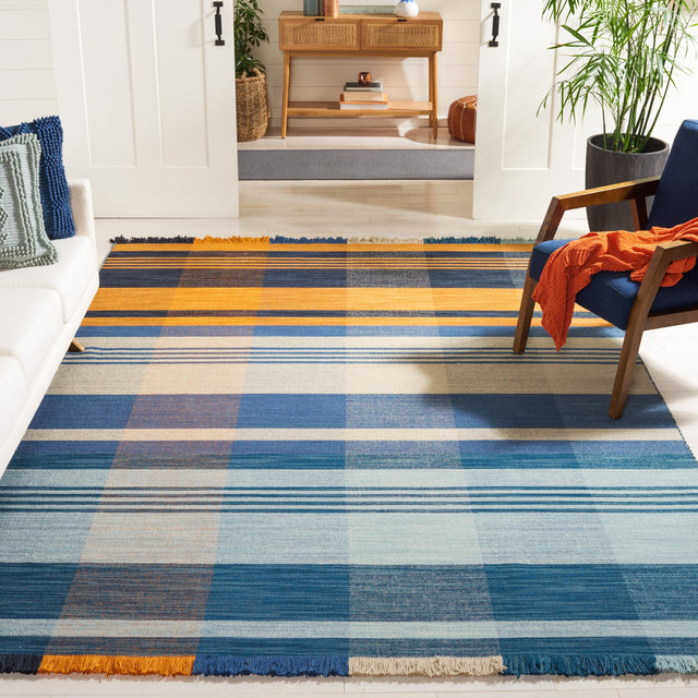 Safavieh Striped Kilim Stk708P Orange/Blue Rug.