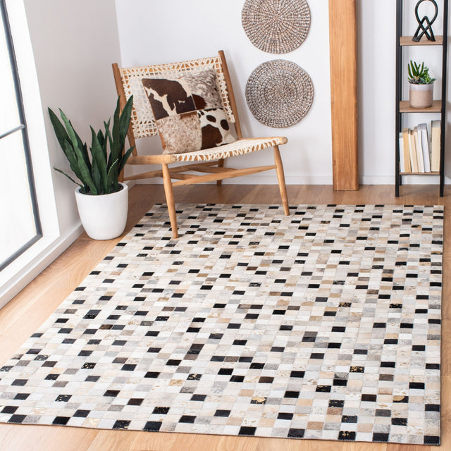 Safavieh Studio Leather Stl810A Ivory/Black Rugs.