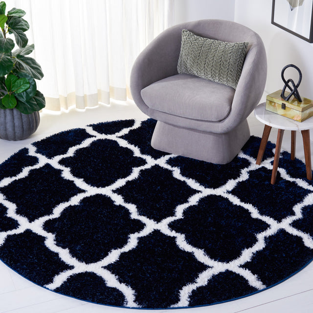 Safavieh Tahoe Shag Tho675N Navy/White Rug.