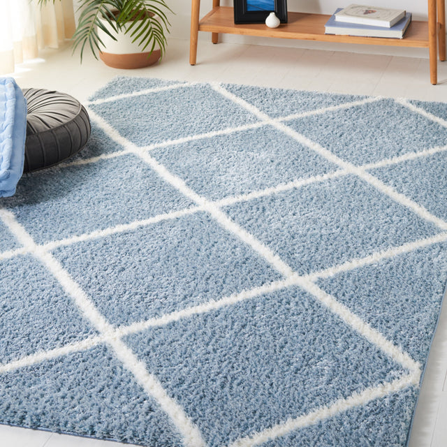 Safavieh Tahoe Shag Tho676M Blue/White Rug.