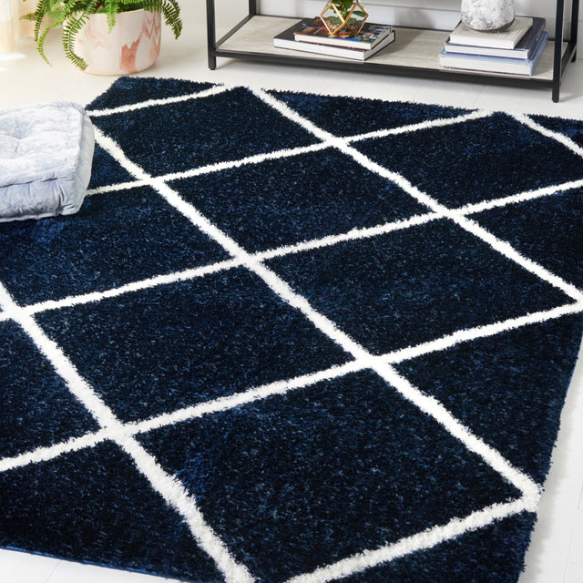 Safavieh Tahoe Shag Tho676N Navy/White Rug.