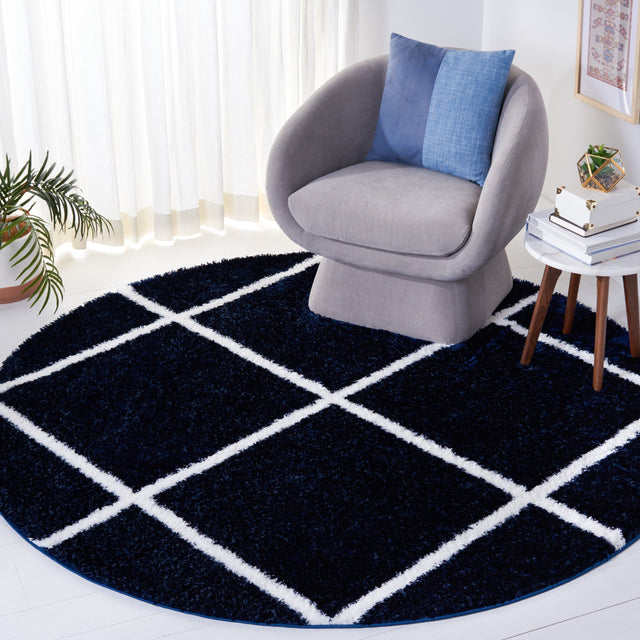 Safavieh Tahoe Shag Tho676N Navy/White Rug.
