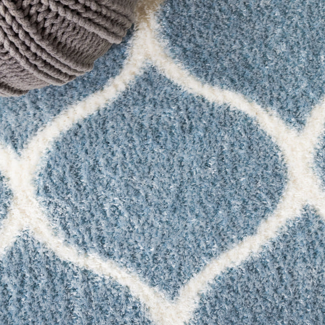 Safavieh Tahoe Shag Tho677M Blue/White Rug.