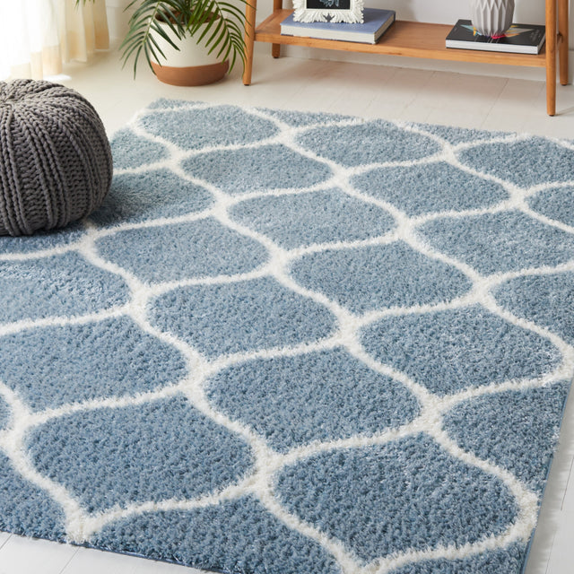 Safavieh Tahoe Shag Tho677M Blue/White Rug.