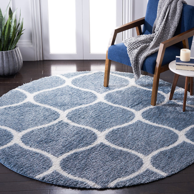 Safavieh Tahoe Shag Tho677M Blue/White Rug.