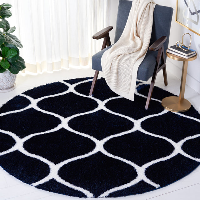 Safavieh Tahoe Shag Tho677N Navy/White Rug.