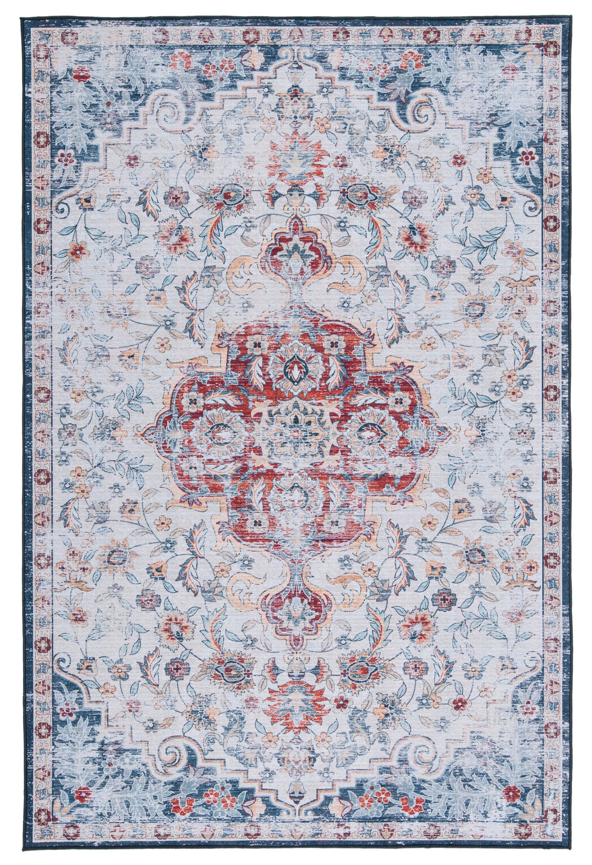 Safavieh Machine Washable Tucson Tsn117F Grey/Rust Rug.