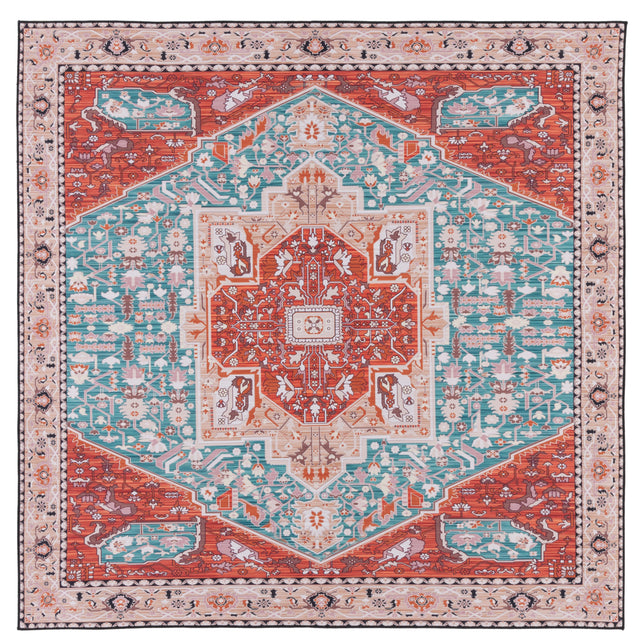 Safavieh Machine Washable Tucson Tsn120J Aqua/Rust Rug.