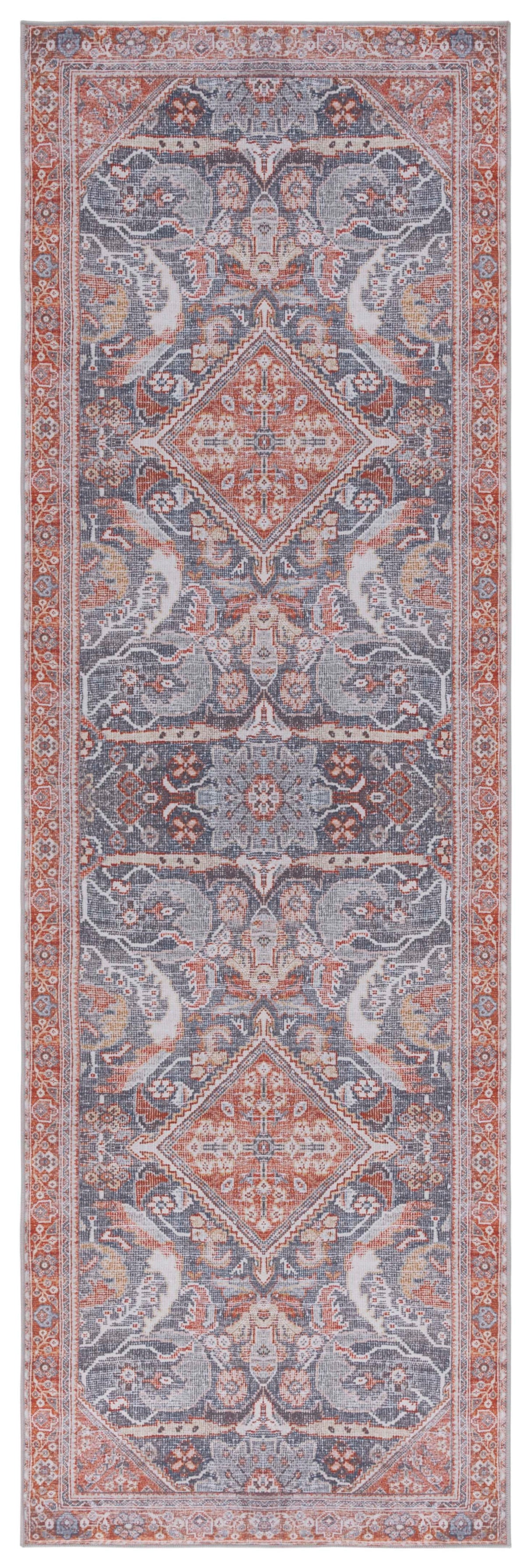 Safavieh Machine Washable Tucson Tsn125F Grey/Rust Rug.