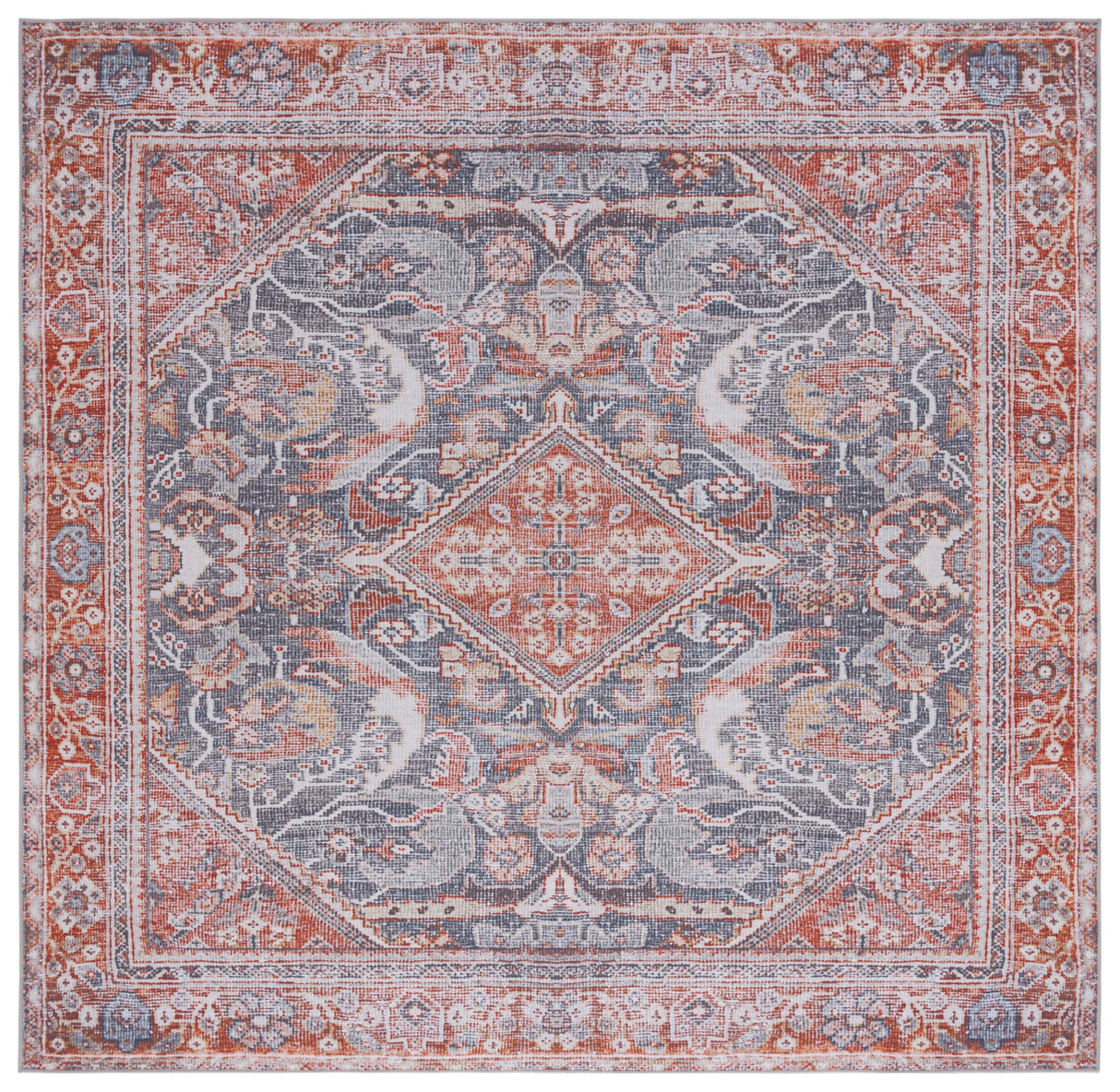 Safavieh Machine Washable Tucson Tsn125F Grey/Rust Rug.