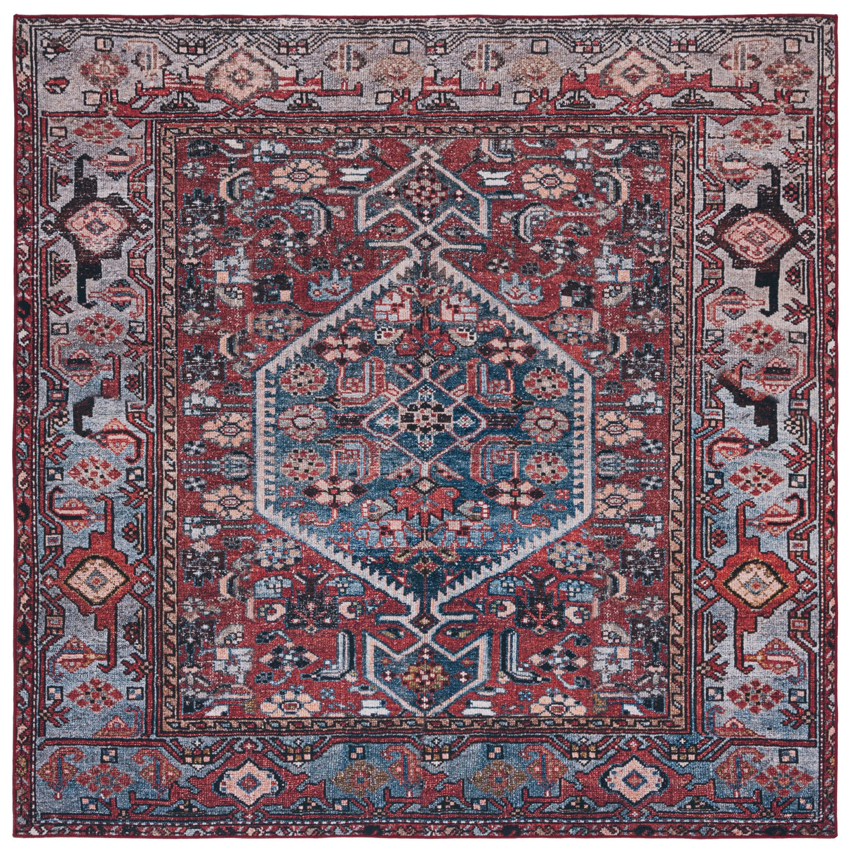 Safavieh Machine Washable Tucson Tsn126P Rust/Blue Rug.