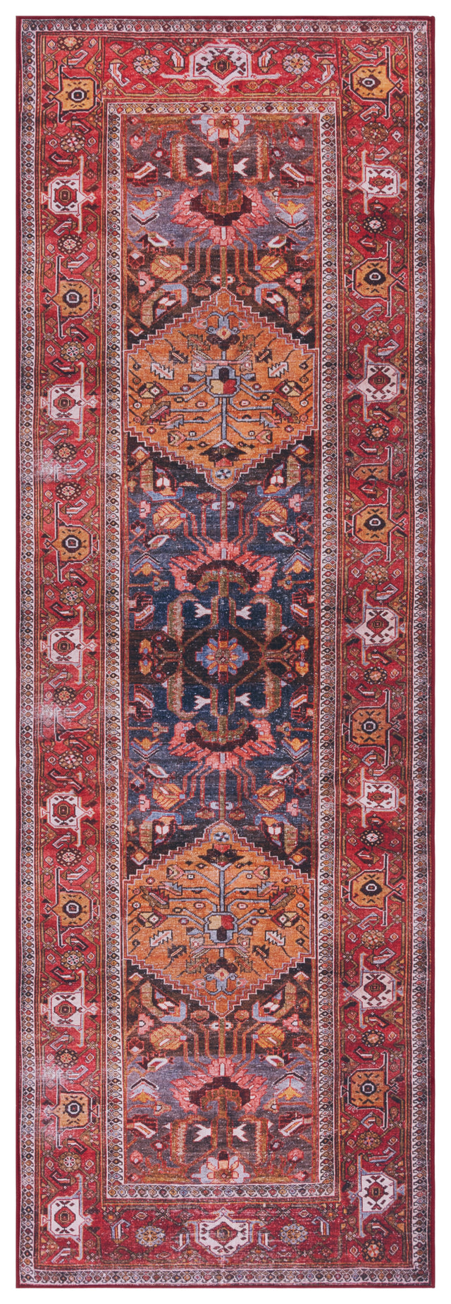 Safavieh Machine Washable Tucson Tsn127N Navy/Rust Rug.