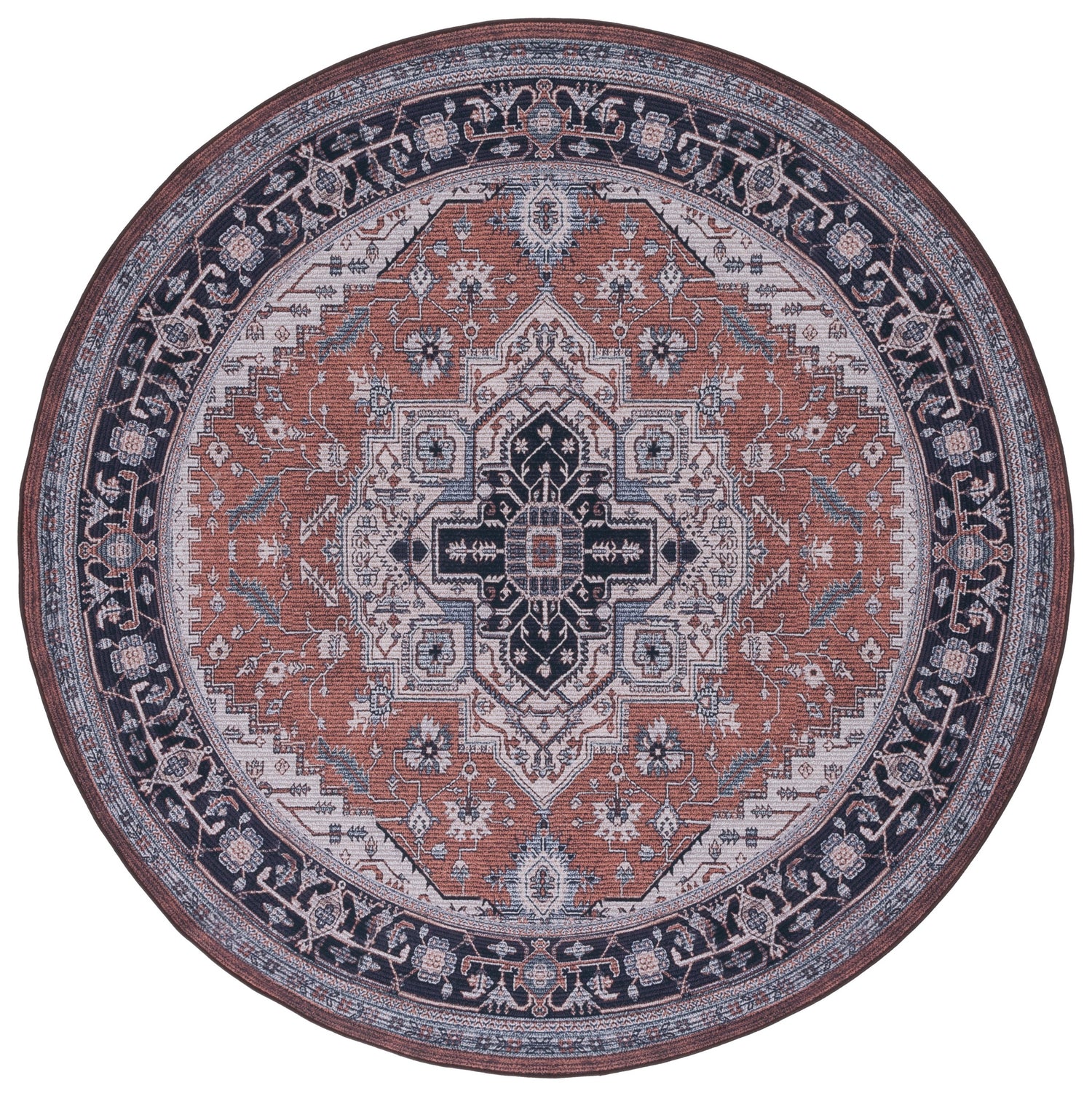 Safavieh Machine Washable Tucson Tsn128P Rust/Navy Rug.