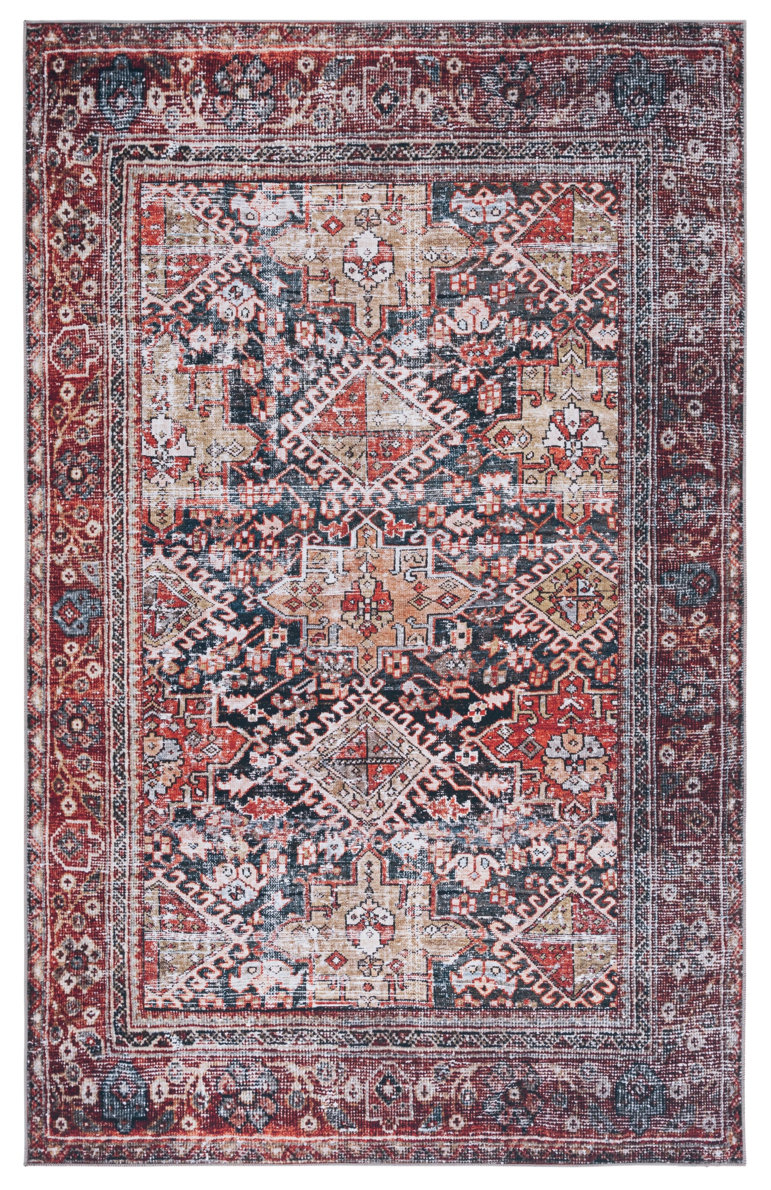 Safavieh Machine Washable Tucson Tsn130N Navy/Rust Rug.