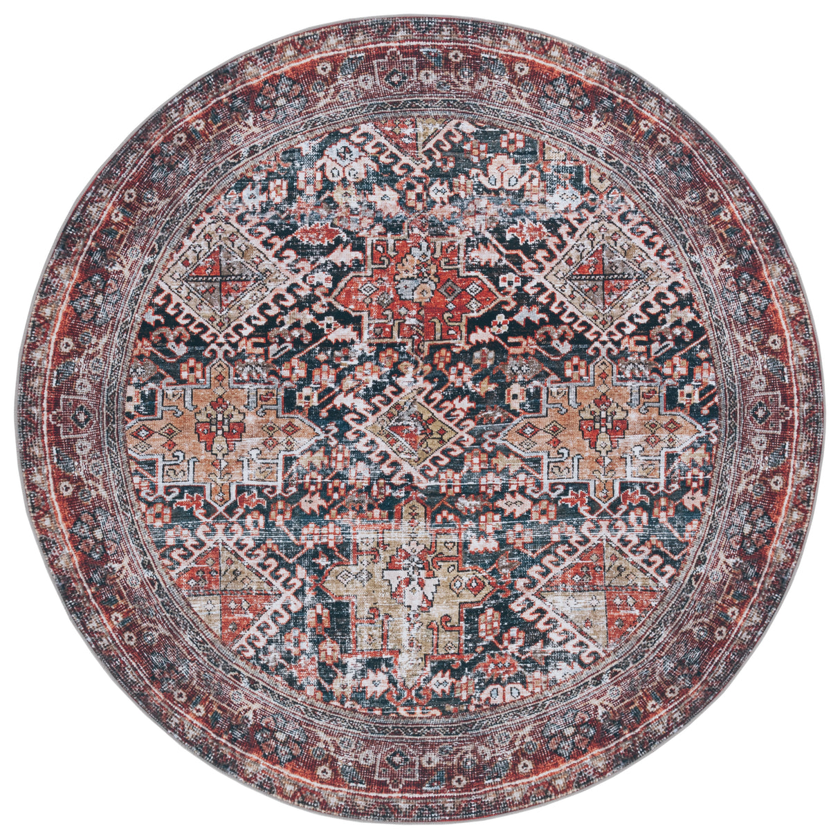 Safavieh Machine Washable Tucson Tsn130N Navy/Rust Rug.