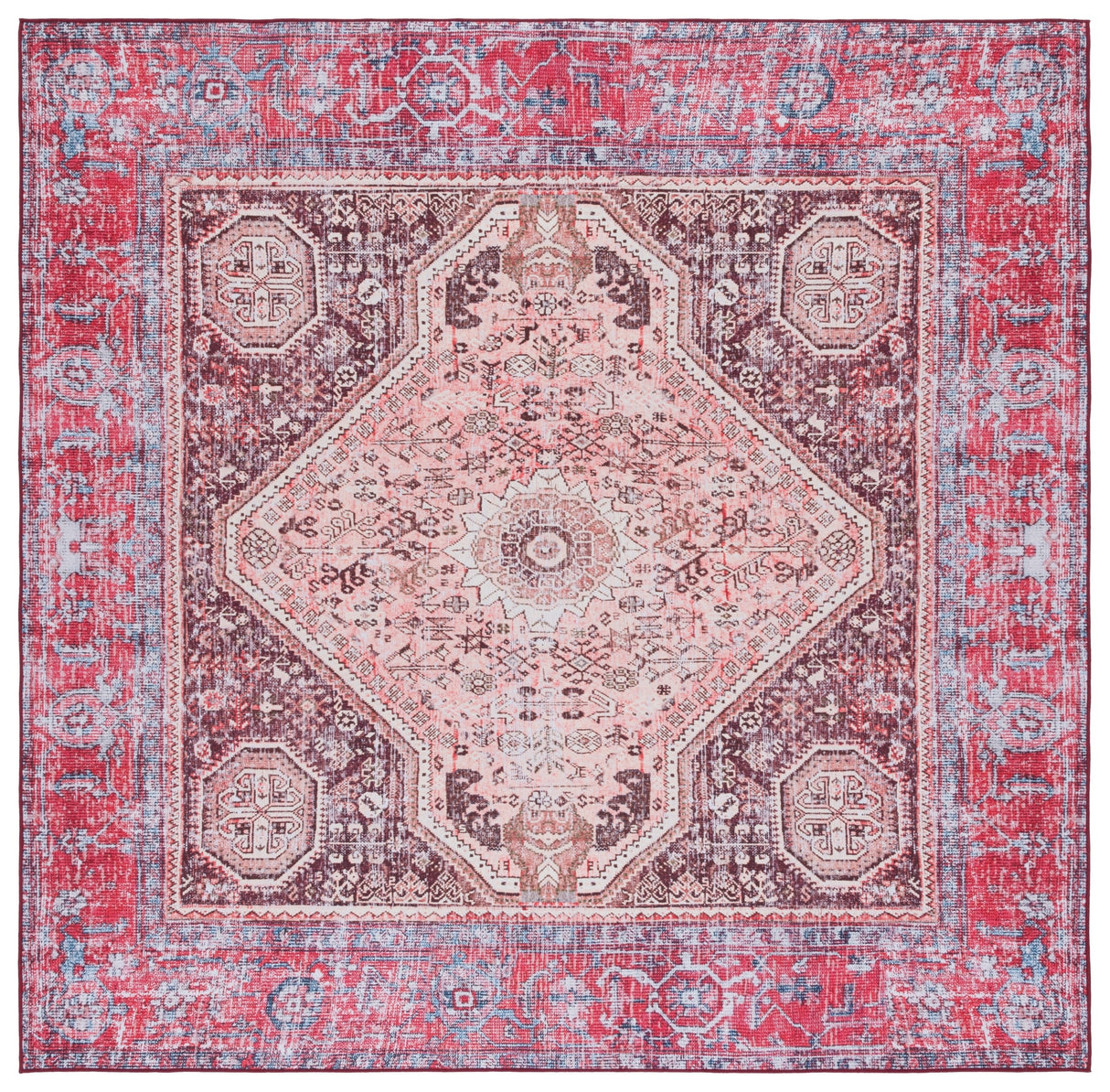 Safavieh Machine Washable Tucson Tsn132B Beige/Red Rug.