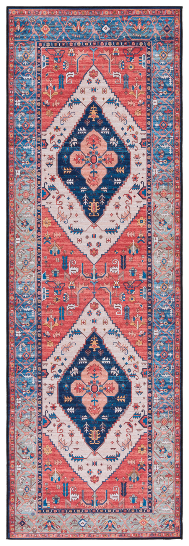 Safavieh Machine Washable Tucson Tsn133P Rust/Blue Rug.