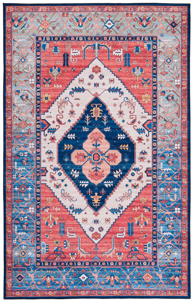 Safavieh Machine Washable Tucson Tsn133P Rust/Blue Rug.