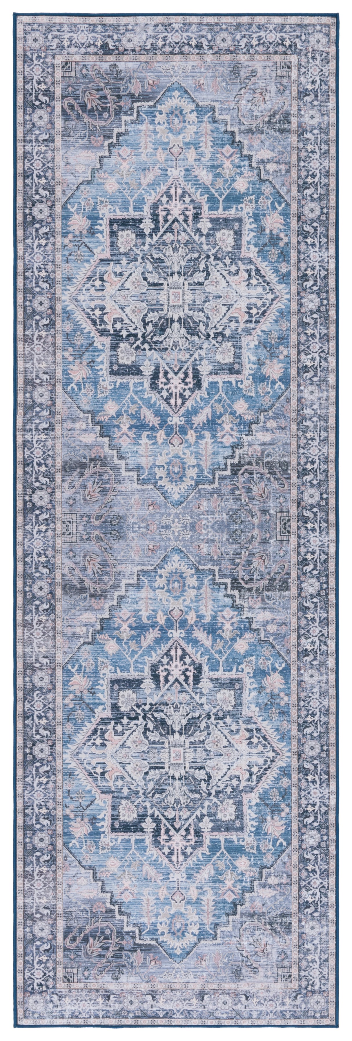 Safavieh Machine Washable Tucson Tsn137M Blue/Charcoal Rug.