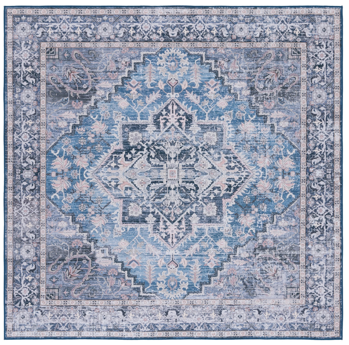 Safavieh Machine Washable Tucson Tsn137M Blue/Charcoal Rug.