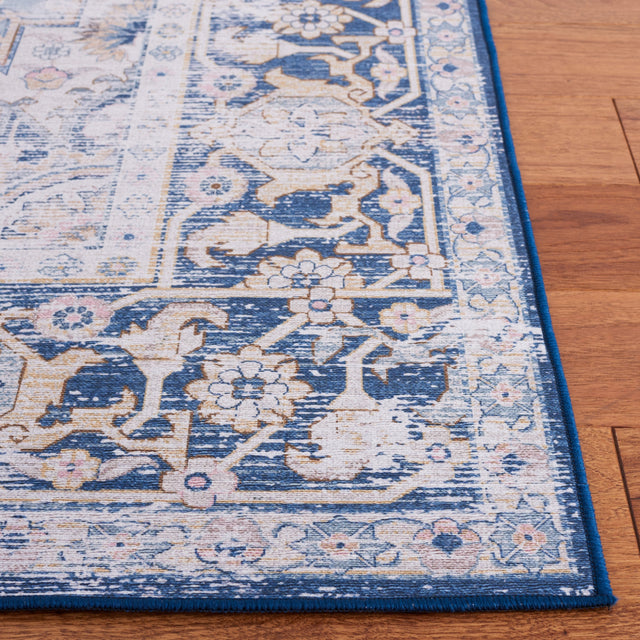 Safavieh Machine Washable Tucson Tsn147M Light Blue/Navy Rug.