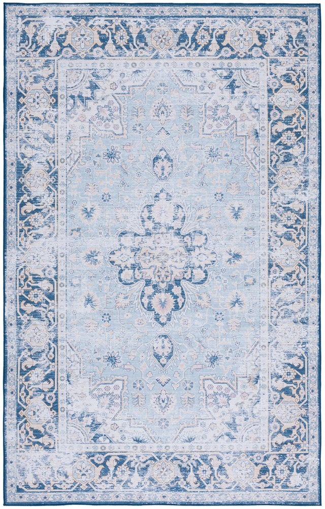 Safavieh Machine Washable Tucson Tsn147M Light Blue/Navy Rug.