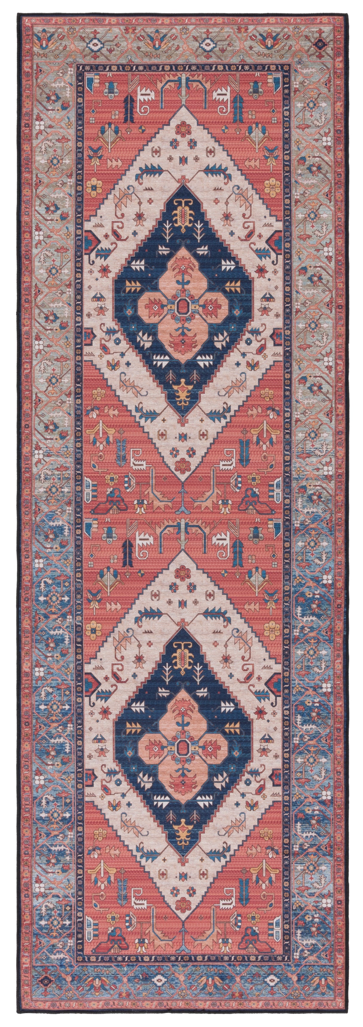 Safavieh Machine Washable Tucson Tsn153P Rust/Blue Rug.