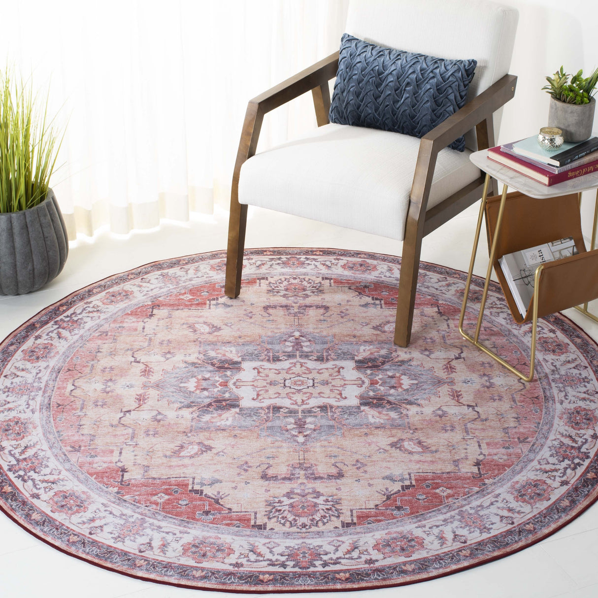 Safavieh Machine Washable Tucson Tsn163P Rust/Beige Rug.