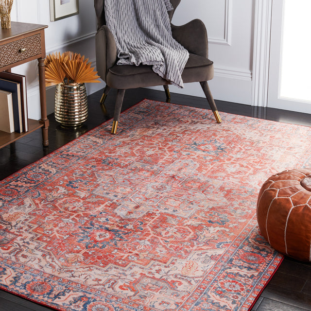 Safavieh Machine Washable Tucson Tsn168P Rust/Navy Rug.