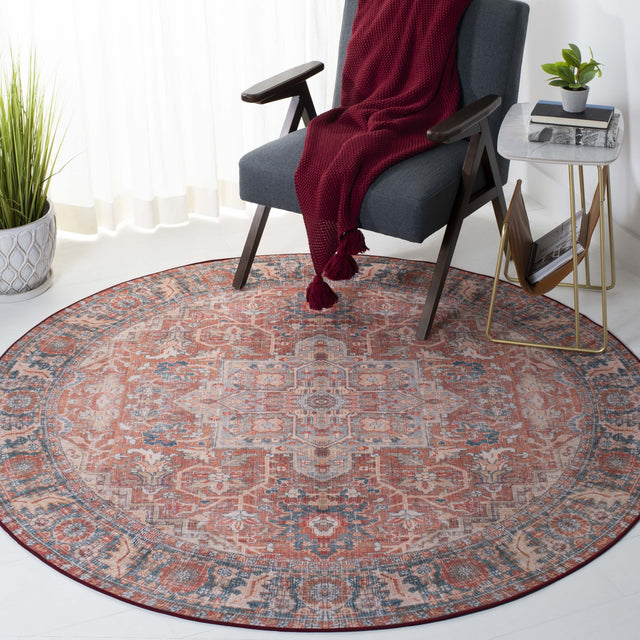 Safavieh Machine Washable Tucson Tsn168P Rust/Navy Rug.
