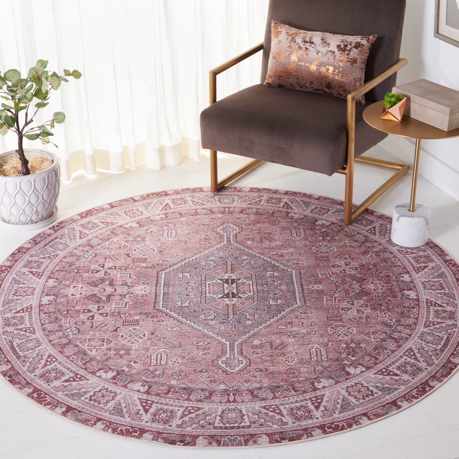 Safavieh Machine Washable Tucson Tsn169P Light Rust/Beige Rug.