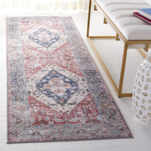 Safavieh Machine Washable Tucson Tsn172P Rust/Navy Rug.