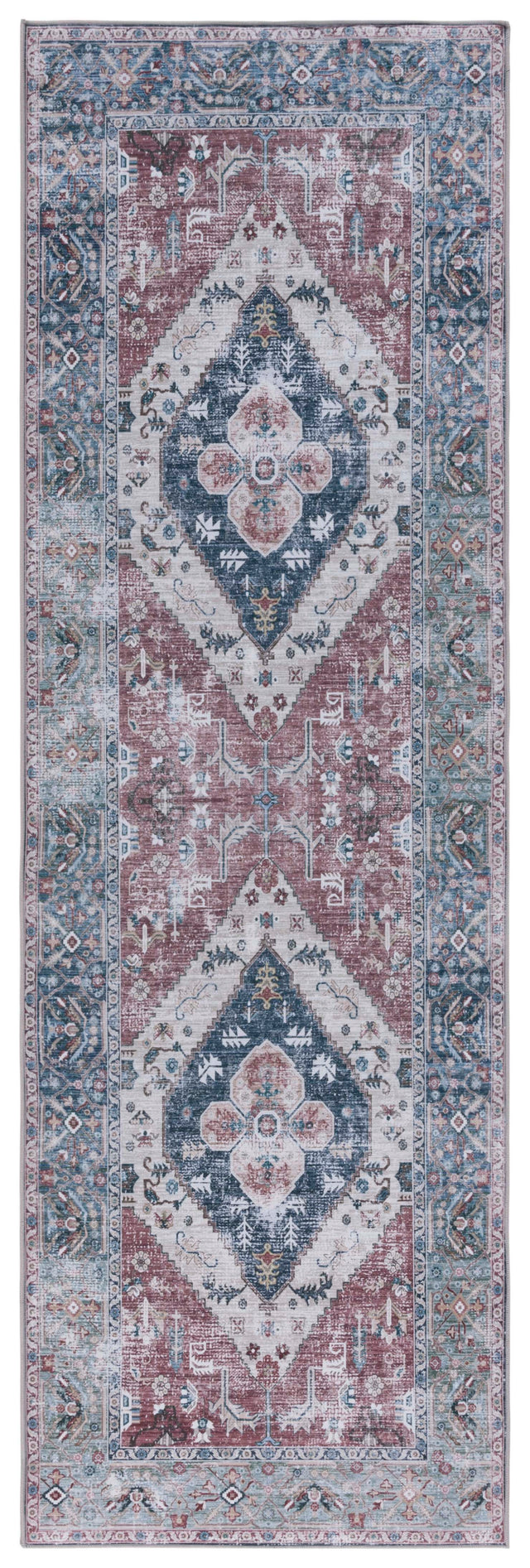 Safavieh Machine Washable Tucson Tsn172P Rust/Navy Rug.