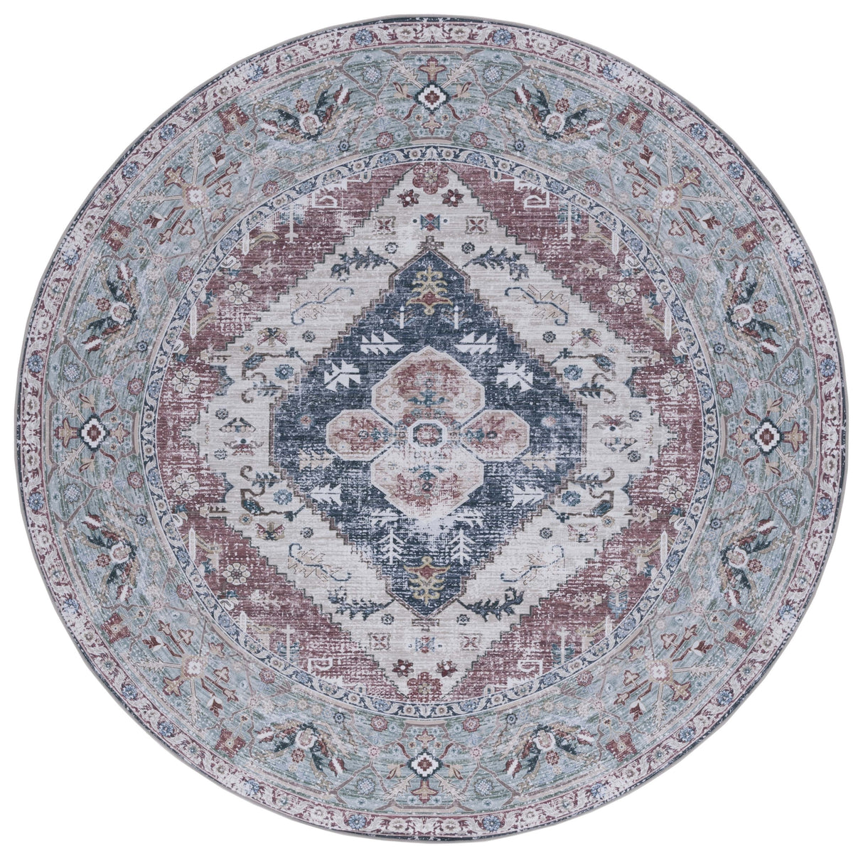 Safavieh Machine Washable Tucson Tsn172P Rust/Navy Rug.