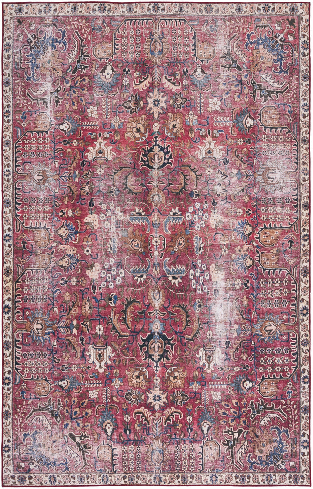 Safavieh Machine Washable Tucson Tsn174Q Red/Beige Rug.