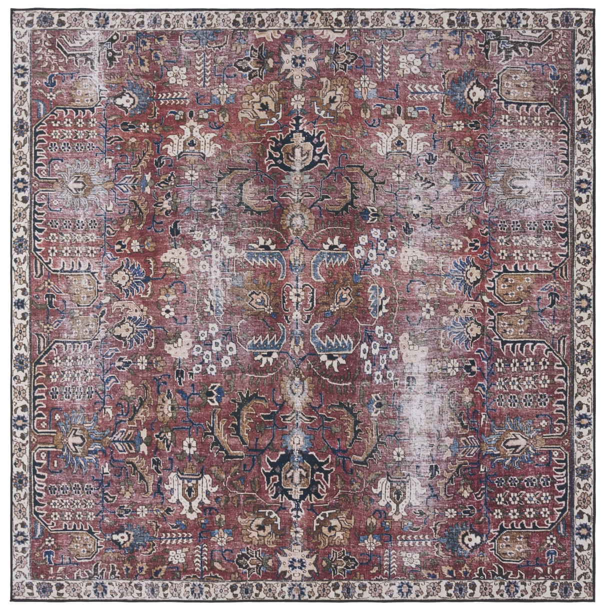 Safavieh Machine Washable Tucson Tsn174Q Red/Beige Rug.
