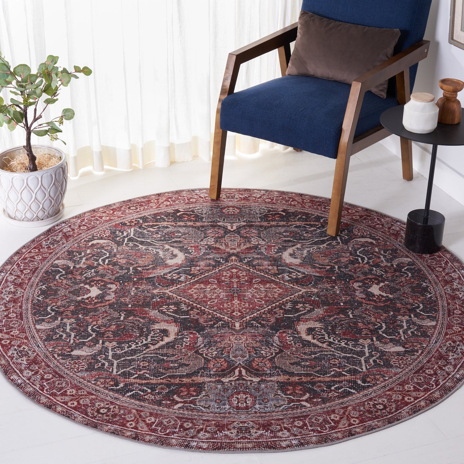 Safavieh Machine Washable Tucson Tsn175Y Dark Green/Rust Rug.