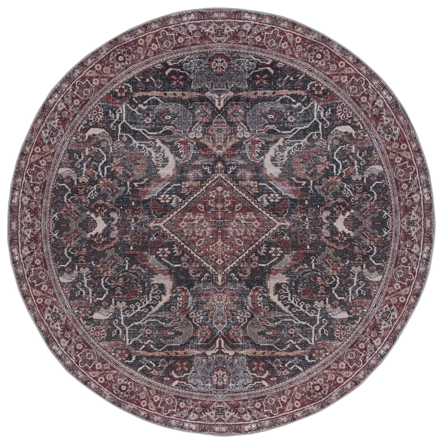 Safavieh Machine Washable Tucson Tsn175Y Dark Green/Rust Rug.