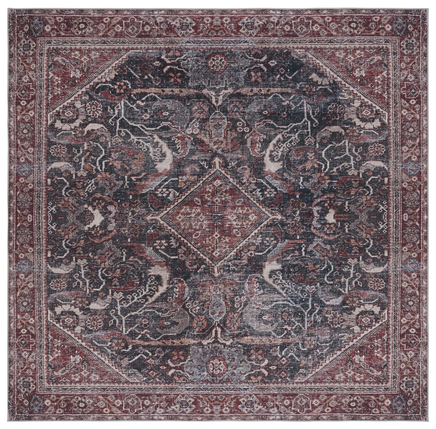 Safavieh Machine Washable Tucson Tsn175Y Dark Green/Rust Rug.
