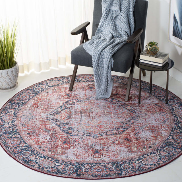 Safavieh Machine Washable Tucson Tsn177P Rust/Navy Rug.