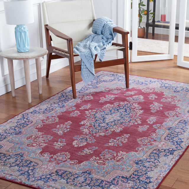 Safavieh Machine Washable Tucson Tsn182Q Red/Navy Rug.