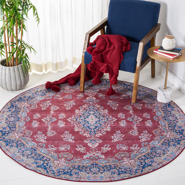 Safavieh Machine Washable Tucson Tsn182Q Red/Navy Rug.