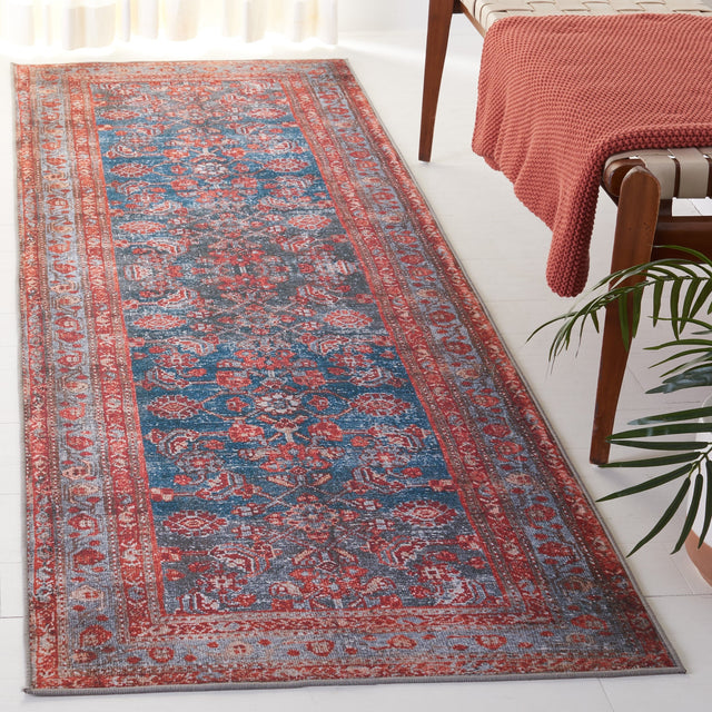 Safavieh Machine Washable Tucson Tsn183M Blue/Rust Rug.