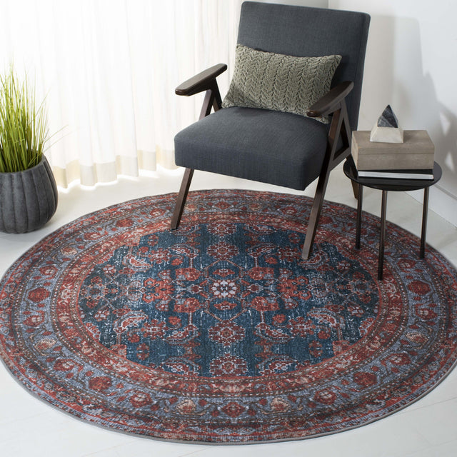 Safavieh Machine Washable Tucson Tsn183M Blue/Rust Rug.