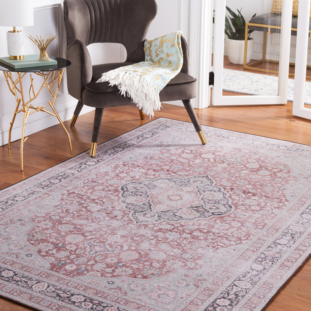 Safavieh Machine Washable Tucson Tsn191P Rust/Sage Rug.