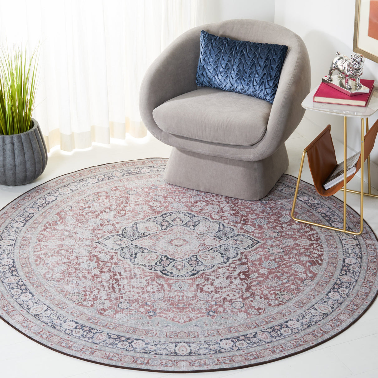 Safavieh Machine Washable Tucson Tsn191P Rust/Sage Rug.